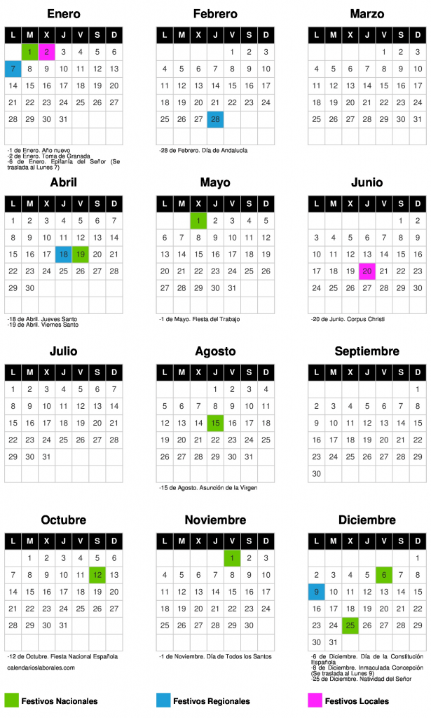 Calendario laboral de Granada Capital - Asociación de Auxiliares y ...